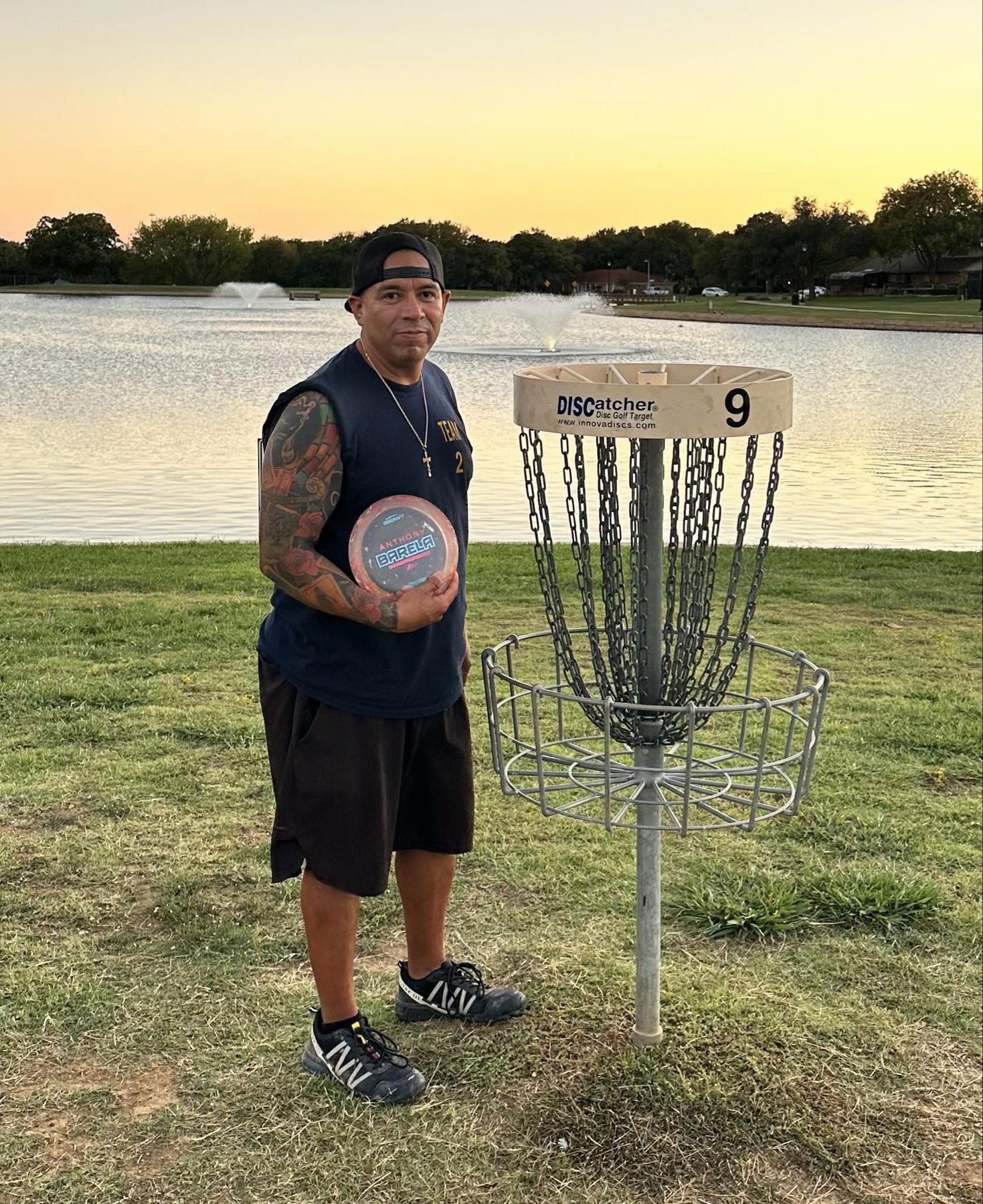 Joe Rey after acing hole 9 at Bedford Boys Ranch