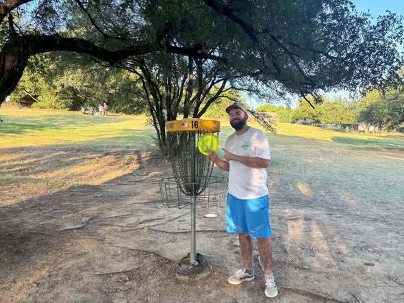 Brett Seago after acing hole 16 at North Park